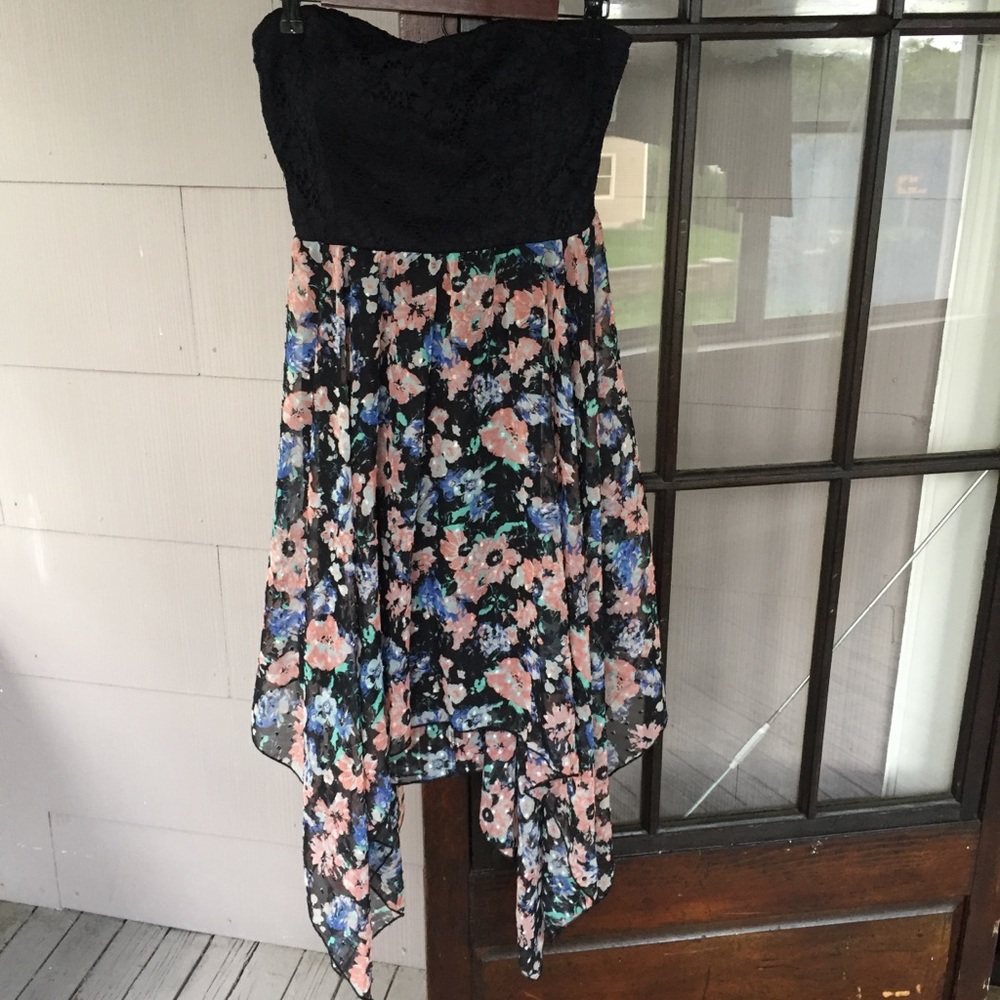 Strapless Lace and Floral Dress